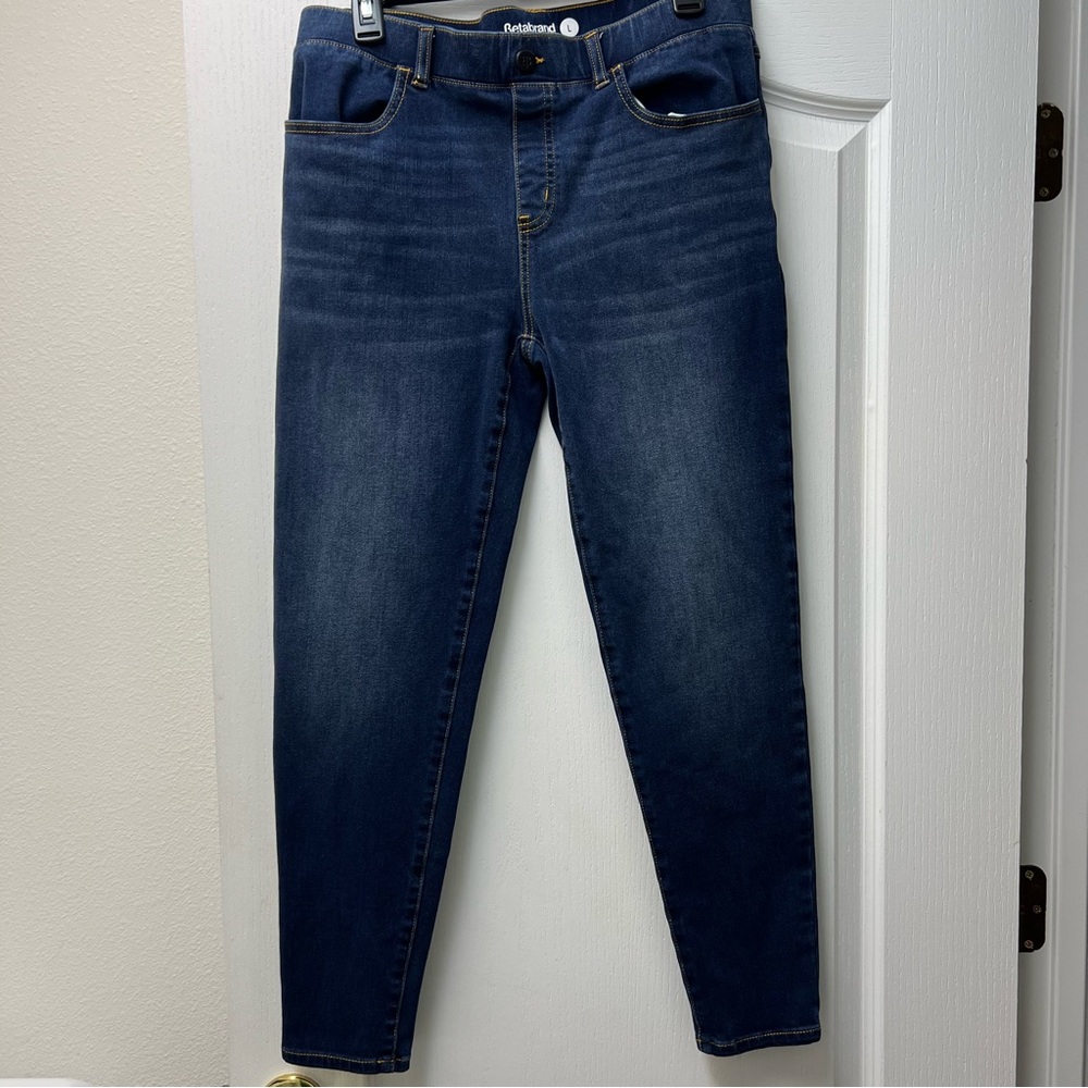Betabrand Dark Wash Tapered Pull On Jeans Sz Large